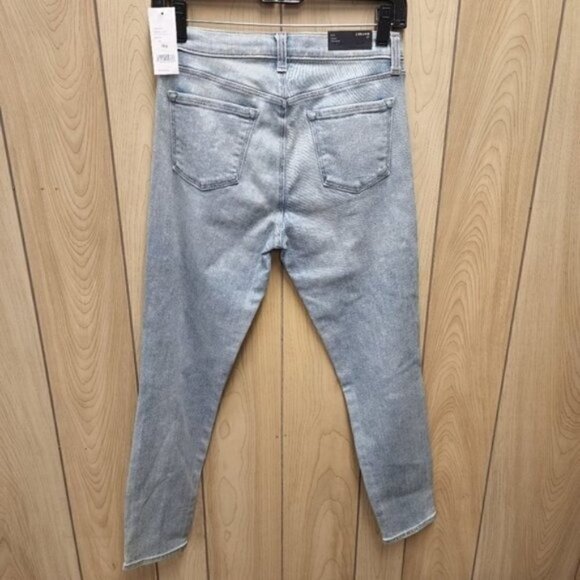 J Brand Funfetti Foil Mid Rise Crop Skinny Jean shimmery blue denim 27 - Picture 4 of 5